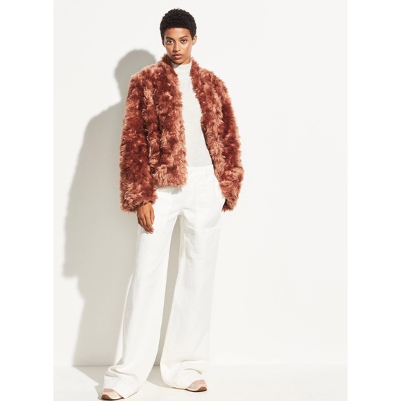 Plush Faux Fur Jacket in Pink Umber size Medium